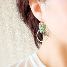 將圖片載入圖庫檢視器 and.cou- ears/vintage chain turquoise & brass hoop 2way earrings