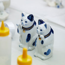 將圖片載入圖庫檢視器 瀨戶燒染付招財貓 5號14.5cm