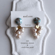 將圖片載入圖庫檢視器 and.cou- ears/ sara/ turquoise mosaic & circle line pearl