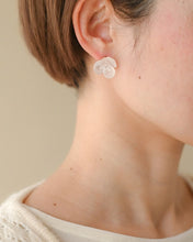 將圖片載入圖庫檢視器 HARIO Lampwork Factory 手工玻璃耳針/霧白山茶花