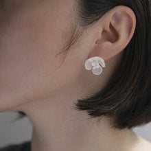 將圖片載入圖庫檢視器 HARIO Lampwork Factory 手工玻璃耳針/霧白山茶花