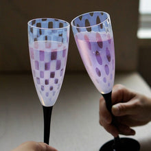 將圖片載入圖庫檢視器 廣田硝子 大正浪漫香檳對杯 市松&水玉 TR-28BK-12