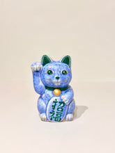 將圖片載入圖庫檢視器 京燒花結晶招財貓14cm- 翡翠藍招福
