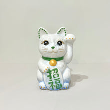 將圖片載入圖庫檢視器 京燒花結晶招財貓14cm- 藍白漸變 x 綠字招福
