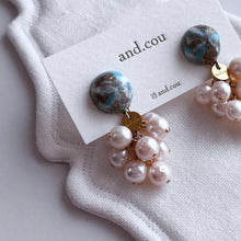 將圖片載入圖庫檢視器 and.cou- ears/ sara/ turquoise mosaic &amp; circle line pearl
