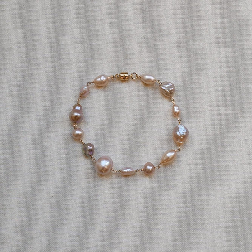 temtem 磁吸扣淺粉珍珠手鏈 MG-B003