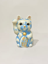 將圖片載入圖庫檢視器 京燒花結晶招財貓14cm- 藍米 x 花火金字招福
