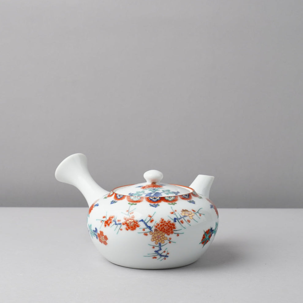 賞美堂有田燒 色繪梅菊文 急須茶壼/ 茶杯小 S-3099/ S-3089