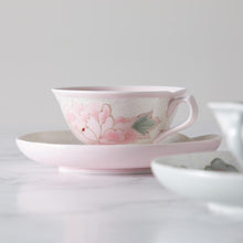 將圖片載入圖庫檢視器 賞美堂有田燒 紅茶碗皿 虹彩手繪牡丹 (PINK) S-1755/  (BLUE) S-1754
